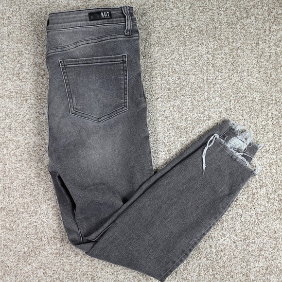 Kut from the Kloth Denim - Kut from the Kloth Grey Distressed Skinny Jeans Frayed Hem Size‎ 12 KP1205MD9